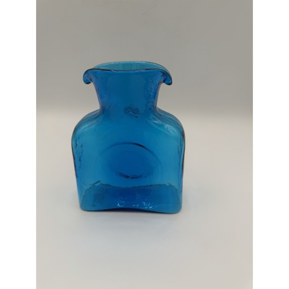 Blenko Handmade Glass-384M- Mini Water Bottle- Turquoise- New-2nd - Picture 3 of 6